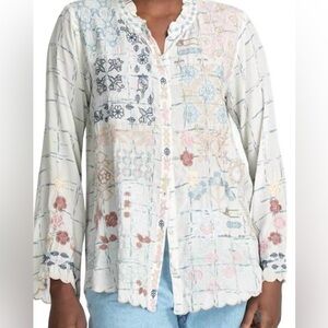 Johnny Was Multicolor Floral Button-Down Shirt